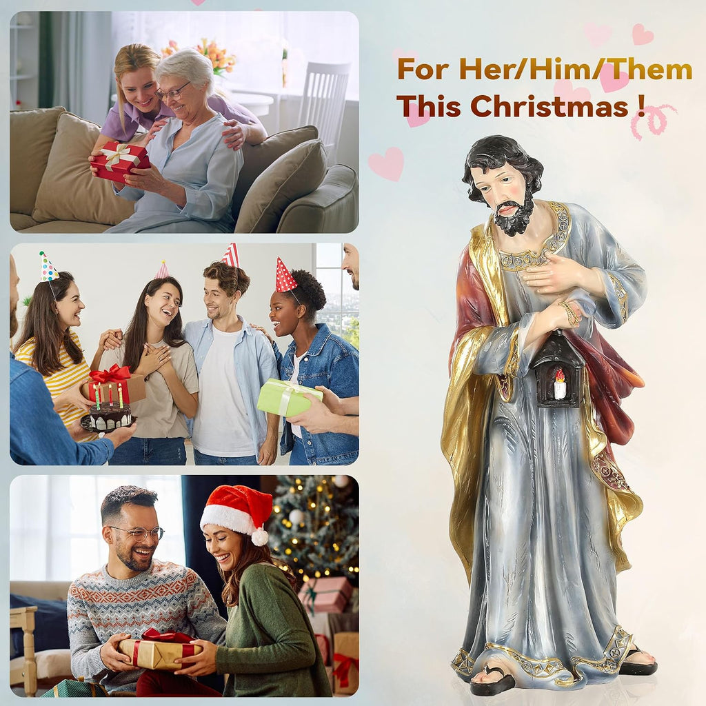 21" Extra-Large Holy Family Statue, 3-Piece Nativity Sets & Figures, Sculpture of Mary Joseph and Jesus, Christmas