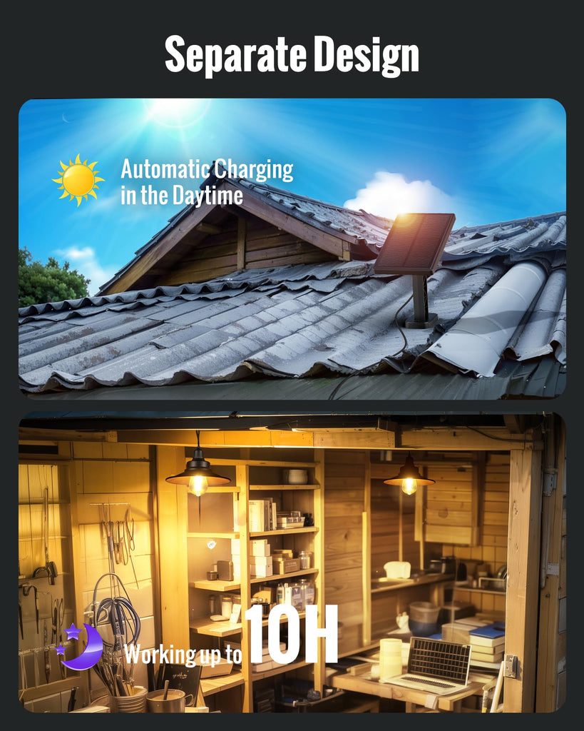 FabSty Solar Pendant Light Indoor Outdoor, Solar Shed Light with Pull Chain
