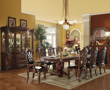 Kitchen Furniture Set 9pc Formal Dining Table Set Include 1 Dining Table, 6 Side Chairs and 2 Arm Chairs, 8-Person