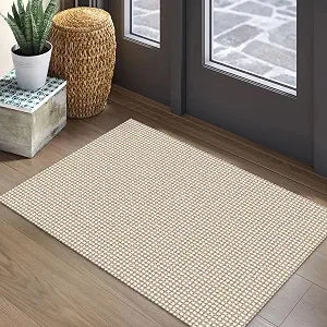 Woven Area Rug 2x3 Ft Washable Rugs Braided Non Slip Throw Rugs Door Mat Indoor Outdoor Entrance Small Cotton Woven