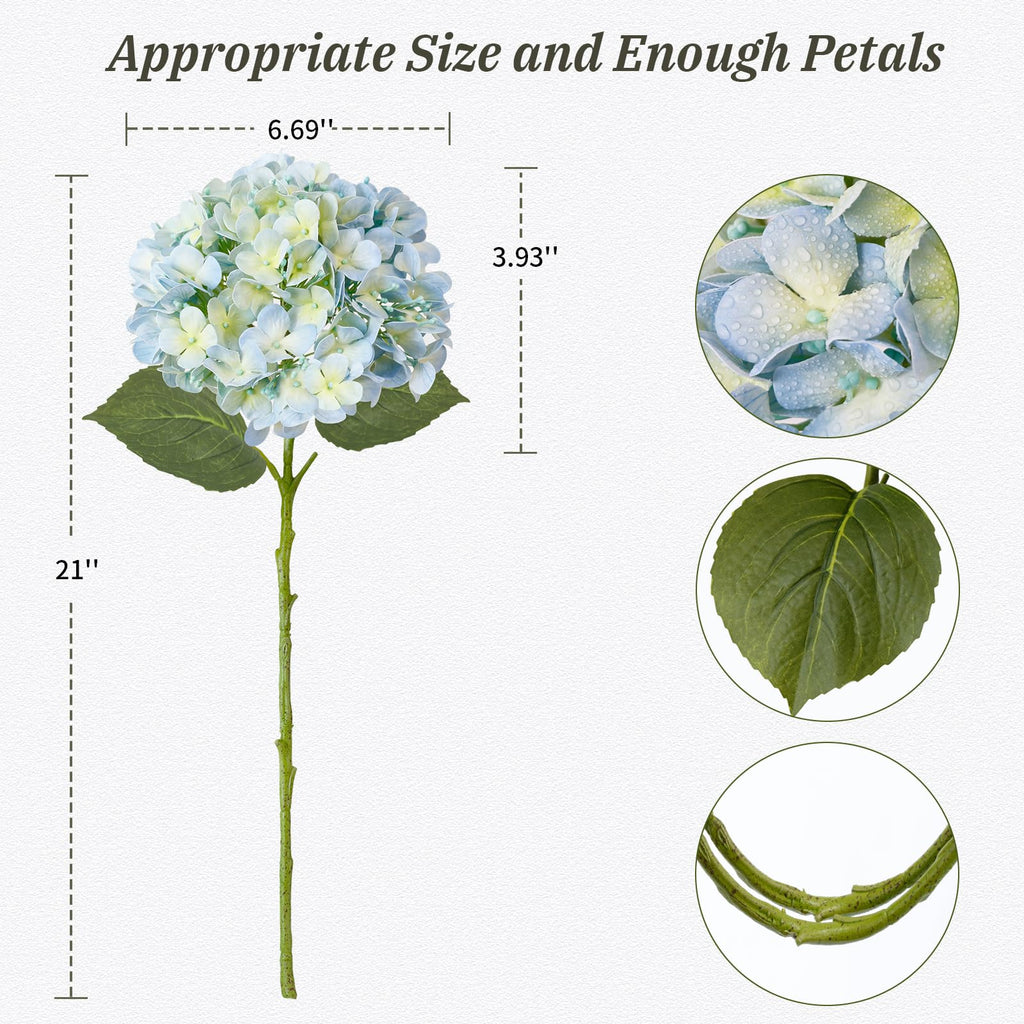 4 Pcs Blue and White Artificial, 21" Real Touch Faux for Decor, Floral Arrangements Decor