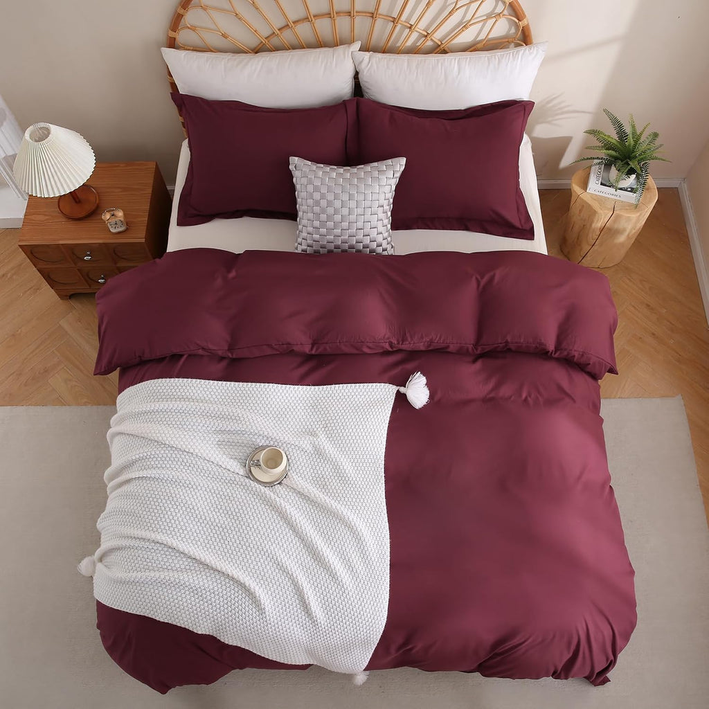 Duvet Cover Set, 3 Piece Duvet Cover with Pillow Shams, Soft Brushed Microfiber Zipper Closure