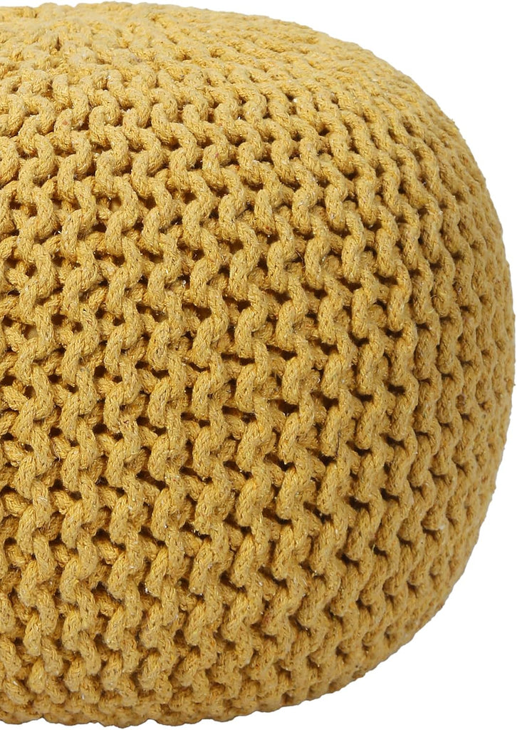 Round Knitted Pouf - Chunky Knit Ottoman & Floor Cushion, Round Stuffed Pouf Ottoman, Foot Stool Storage Ottoman, 18"