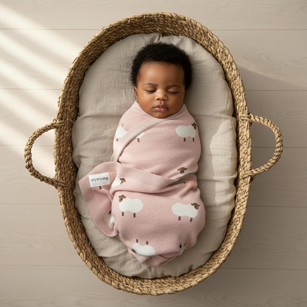 Luxury Knit Baby Receiving Blanket - 100% Cotton Soft Cozy Lightweight Receiving Swaddler Blanket for Shower Gift