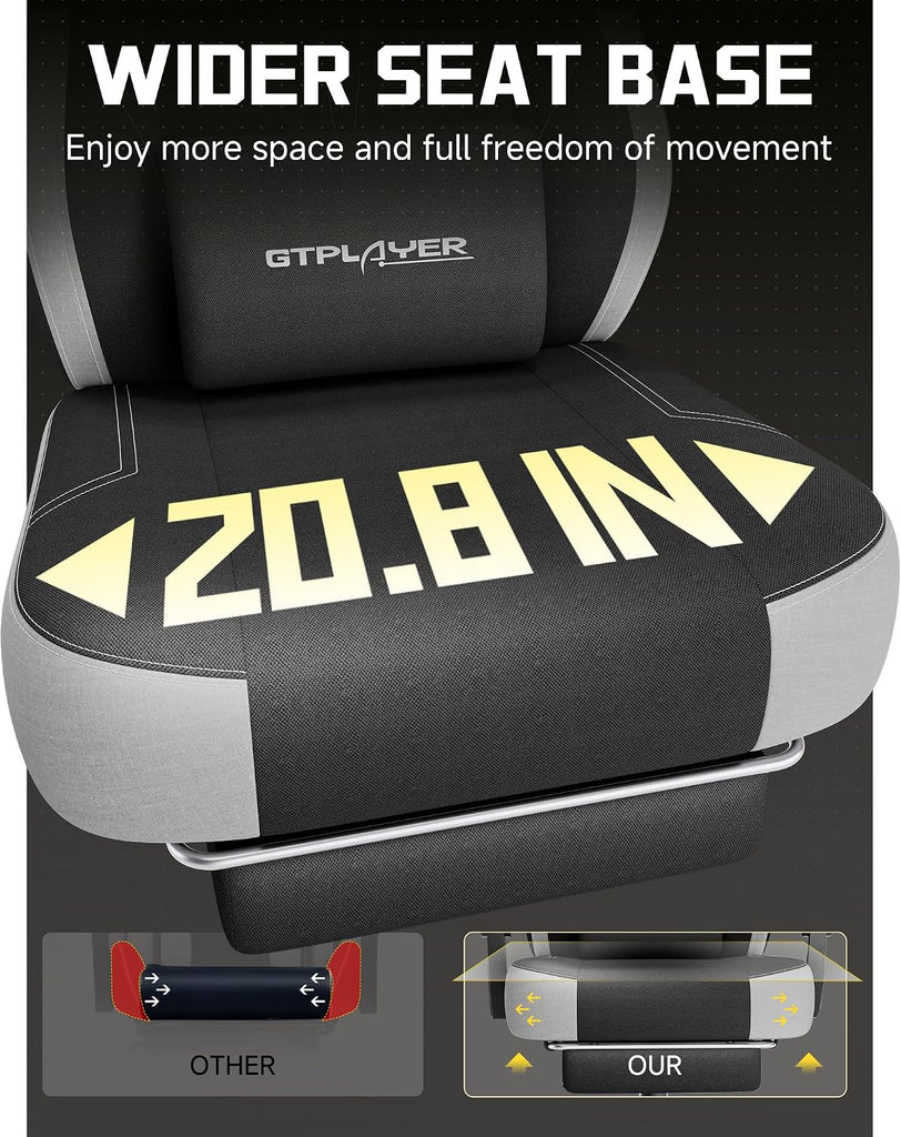 Big & Tall Gaming Chair, Wide Seat with Footrest, Black | Ergonomic High Back Computer Desk Chair for Adults, Comfort