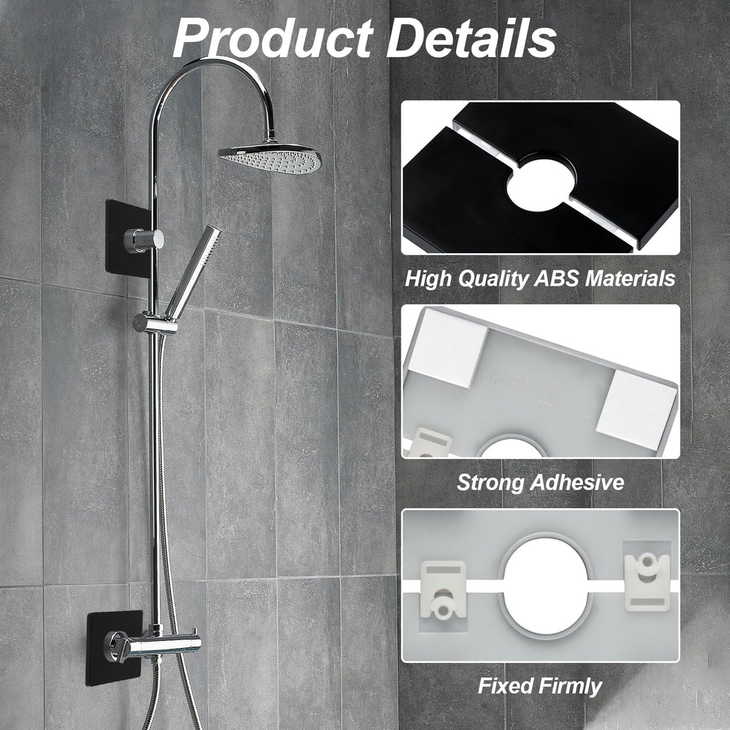2PCS Shower Arm Flange, Plastic Square Escutcheon Plate Black Plates Self-Adhesive Plumbing Cover Plates for Covering