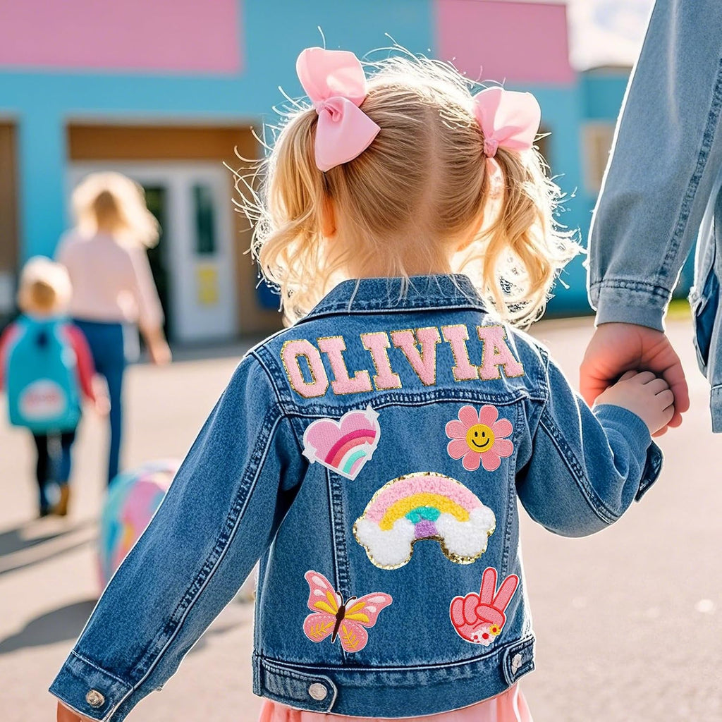 Personalized Kids Denim Jacket with Name, Custom Girl Jean Jacket
