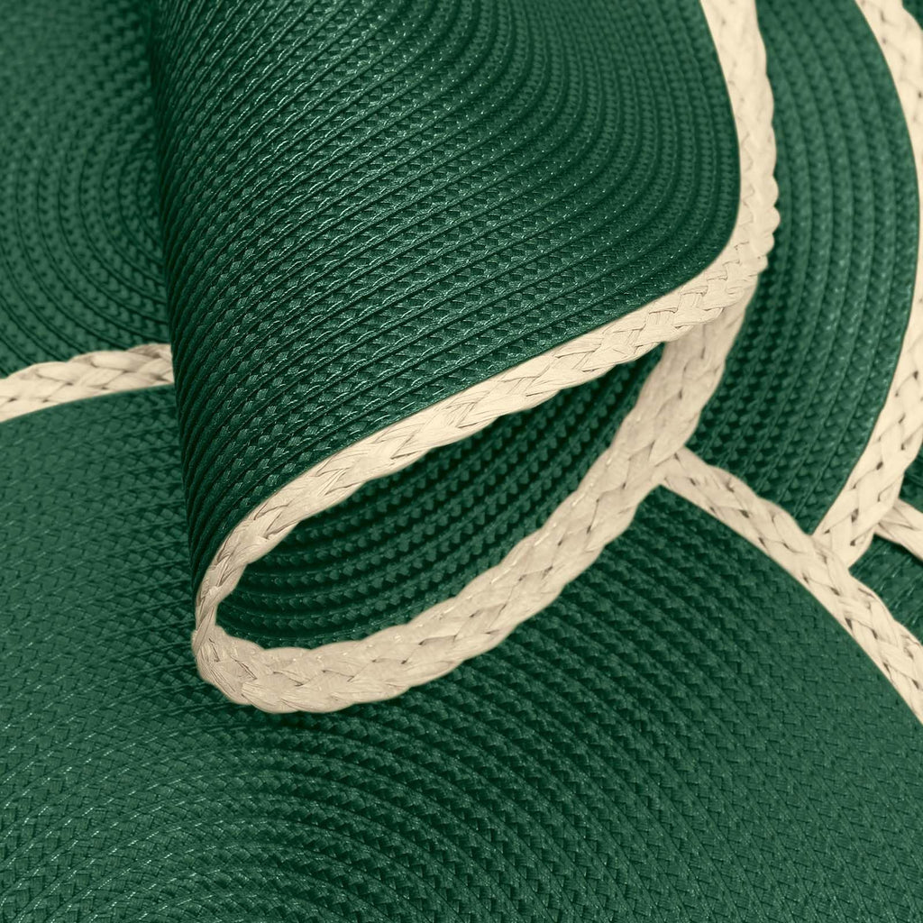Round Placemats Set of 6, Woven Table Mats, Thin Edge, Pine Green
