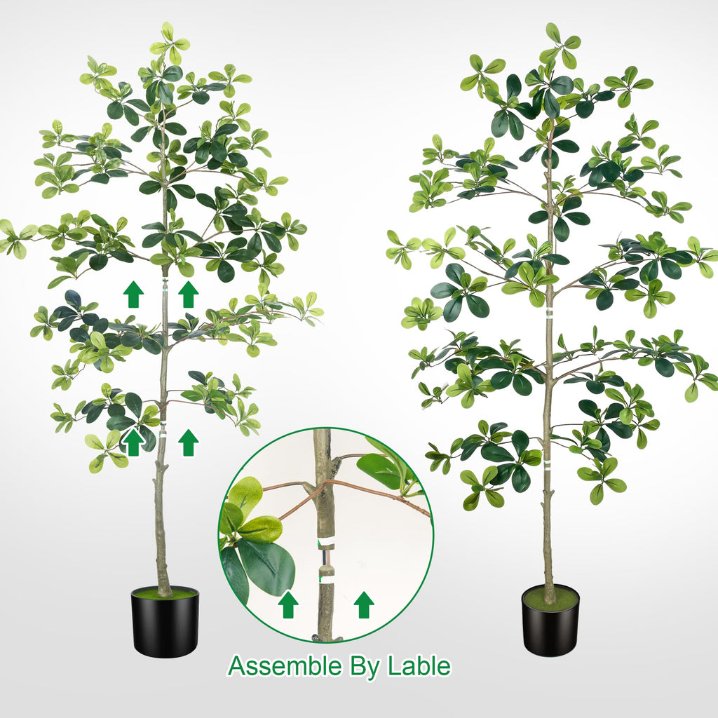 Faux Black Olive Tree 5ft, Artificial Shady Lady Tree with Natural Trunk & Realistic Leaves, Modern Decor