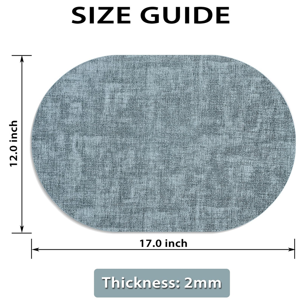 Faux Leather Oval Placemats Set of 4, Light Blue