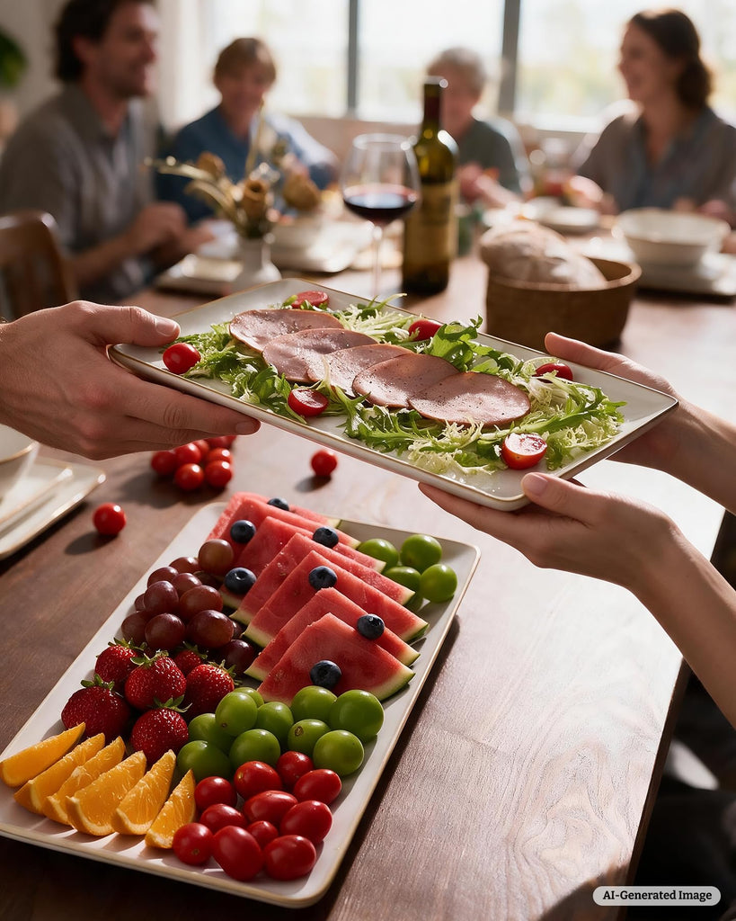 Serving Platters Set of 3 Sizes - Rectangular, Vanilla White