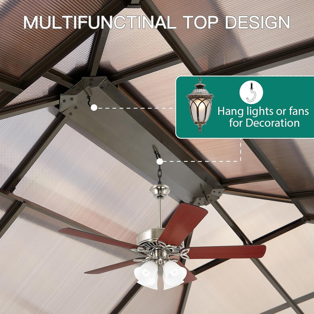 12'x10' Hardtop Gazebo, Heavy Duty Aluminum Permanent Hardto - Image 6