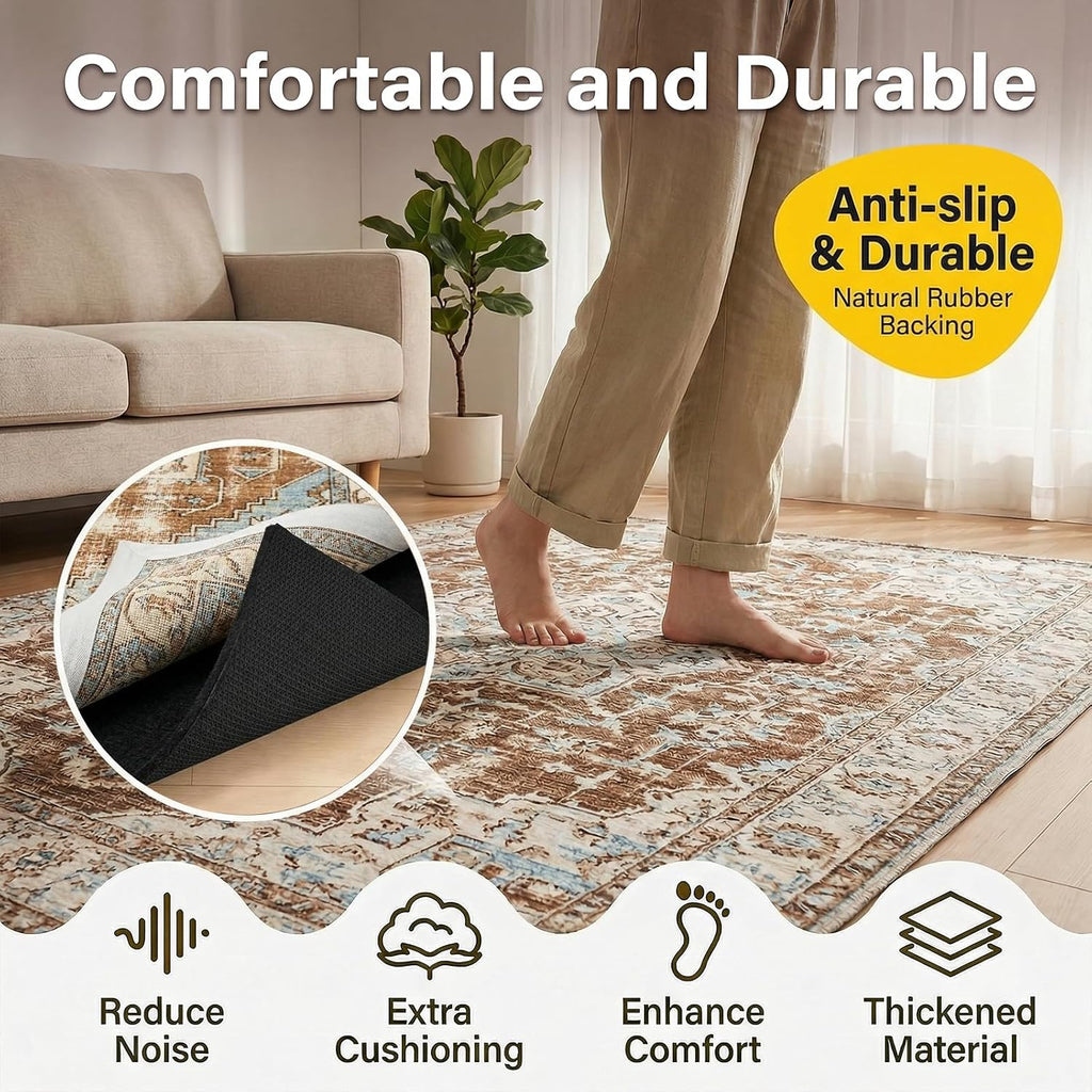 Non-Slip Rug Pads, Waterproof Extra Large Area Rugs Pad 8'x10' Non Skid Felt Pads, Rugs, 1/8 inch Thick Carpet - Set of 80