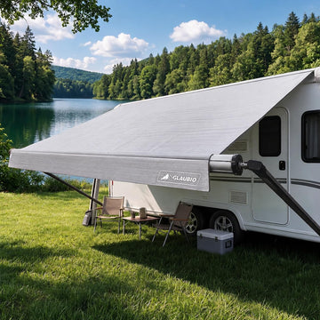 RV Awning Fabric Replacement 15FT, 19.5oz Heavy-Duty Camper Awning, UV-Resistant & Waterproof Canopy for