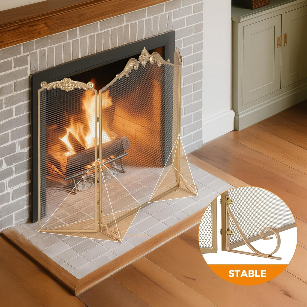 Fireplace Screen, Gold, 50 x 32 in, Baroque Decorations