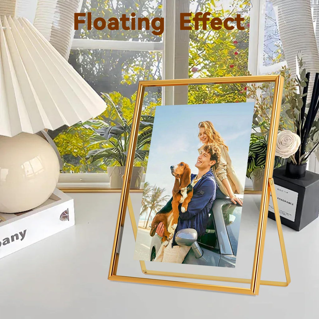 Gold Floating Frame, 7×9 in, Portrait, For Picture 6x8, 5x7
