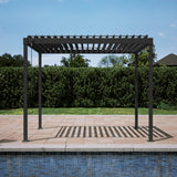 80S Louvered Pergola 10' x 10', Modern Style with Adjustable Louvers for Outdoor Roof, Garden, Easy Assembly, Durable, Charcoal