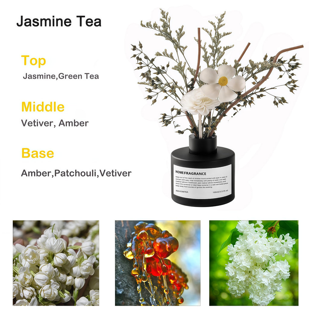 Reed Diffuser Set with Dried Flowers, 3.38fl.oz Fragrance Diffuser with Sticks, Scented Sticks Aroma Diffuser, Home &