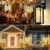 LED Dusk to Dawn Outdoor Light Fixtures - 2 Packs Modern Porch Lighting with Attractive Glass