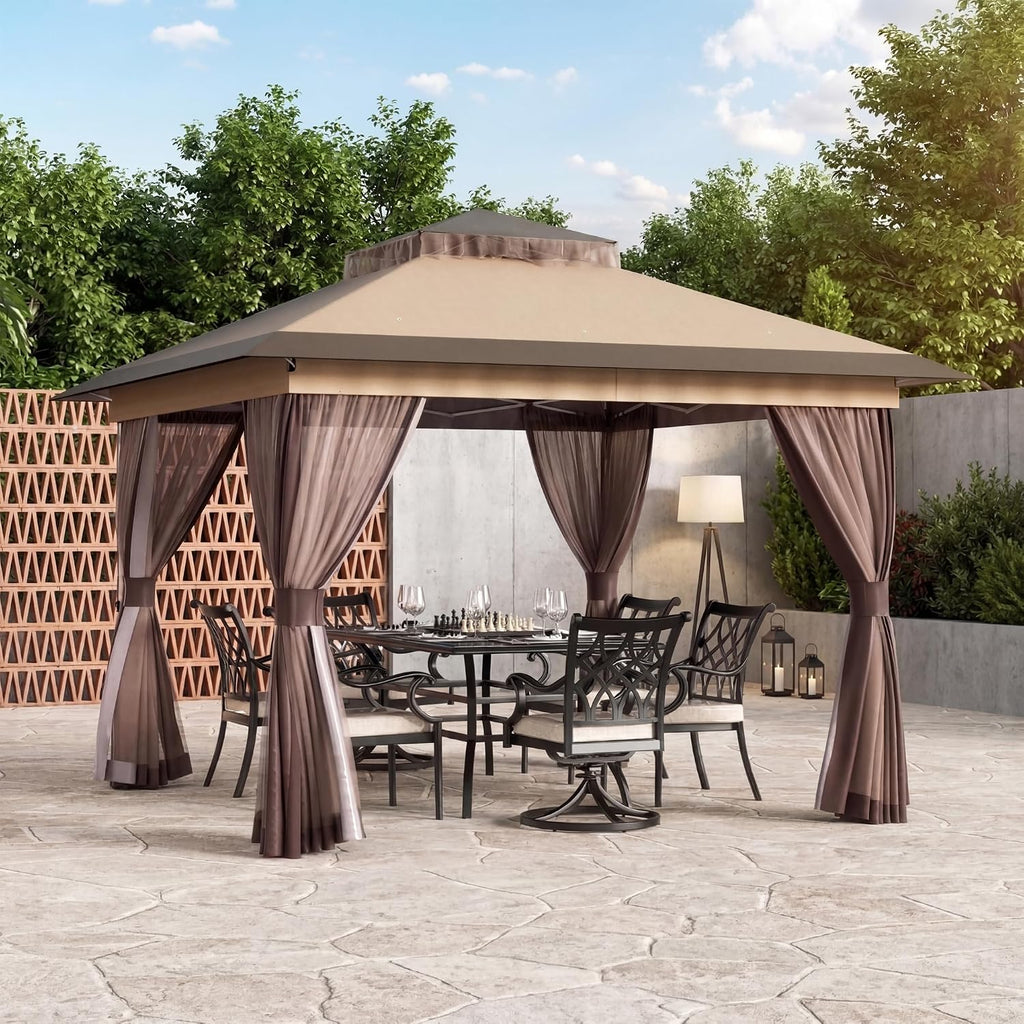 Pop Up Gazebo 11'x11' Canopy Tent, Outdoor Gazebo with Double Ventilated Roof