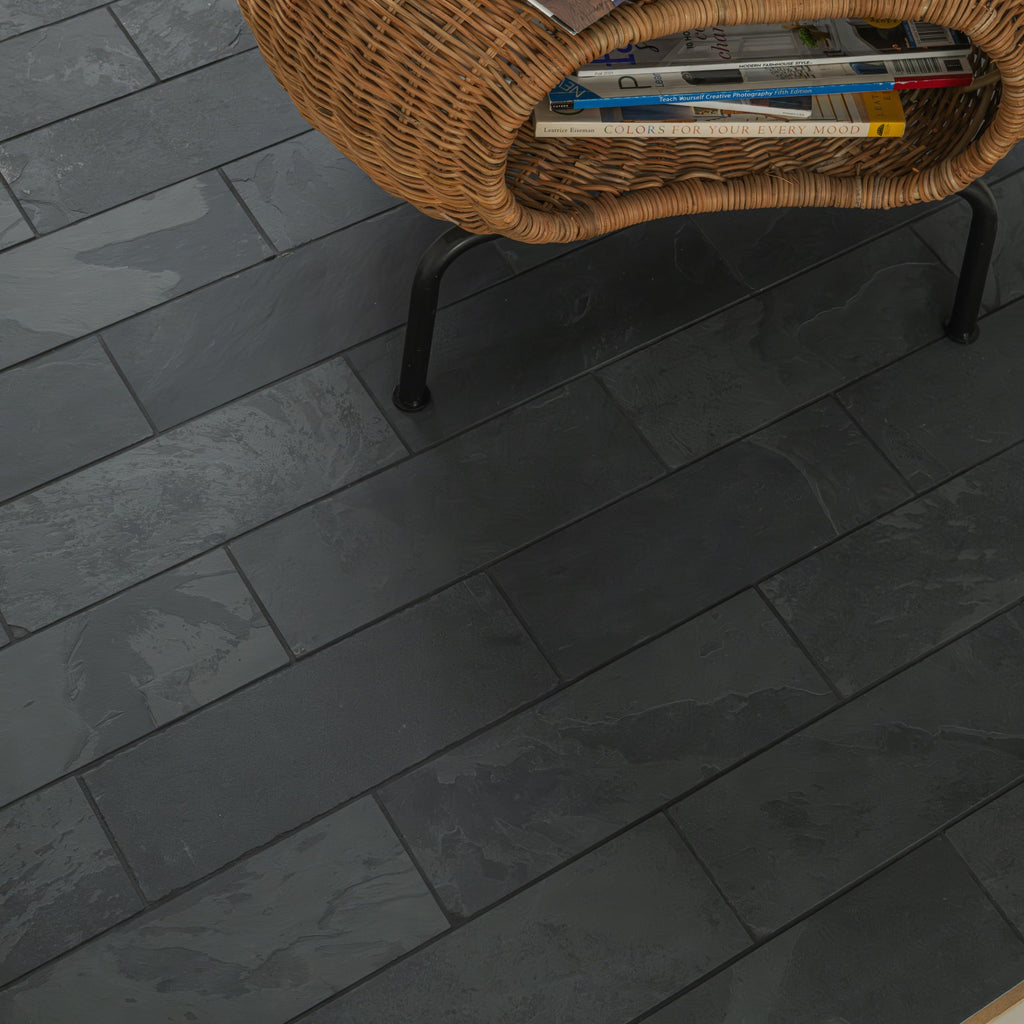 Gauged Slate Subway Tile | Camden Black Charcoal | 4" x 12"