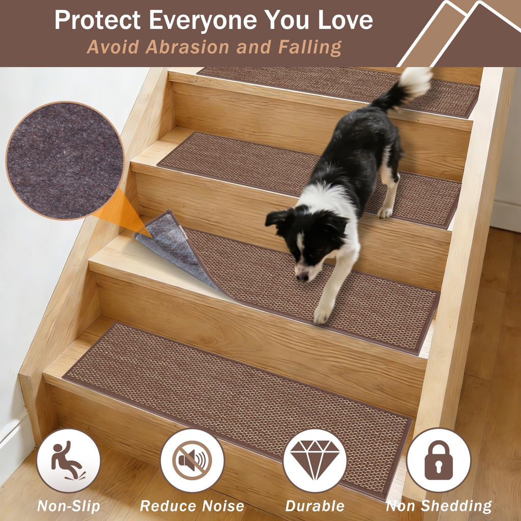 Non Slip for Wooden Steps, 15 Pack, 8"x 30", Brown