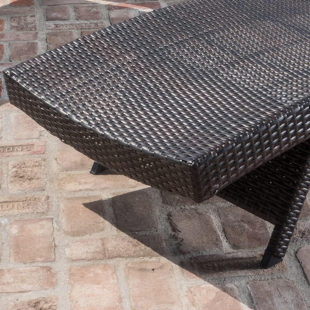 Outdoor Wicker Reclining Lounge Chairs Patio Rattan Chaise Lawn Sunbathing Chairs 79" Long Reclining Chairs, Set of 2