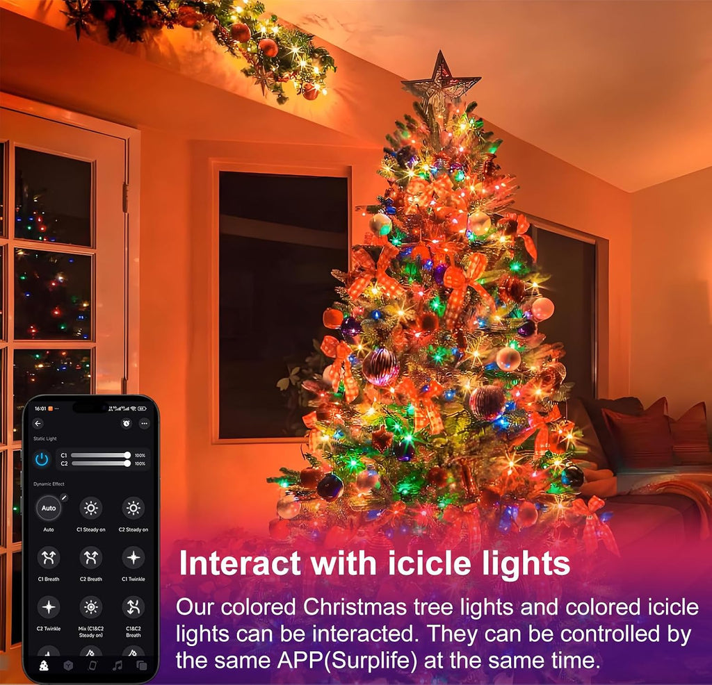 400 LEDs Christmas Tree Lights,LED Christmas Lights with 17 Light Modes ,Timer& Memory Function,Remote & APP