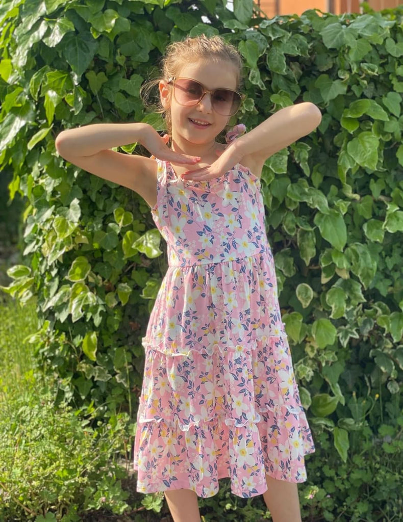 Girls Summer Dress Tween Boho Casual Bowknot Strap Sundresses