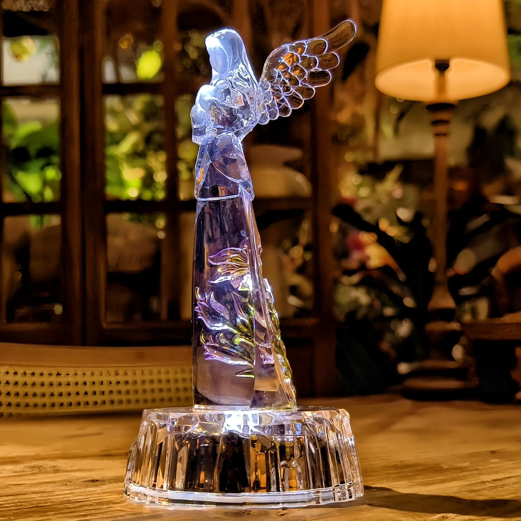 Praying Angel Acrylic Statue 8.6"H LED Lighted Christmas Decor