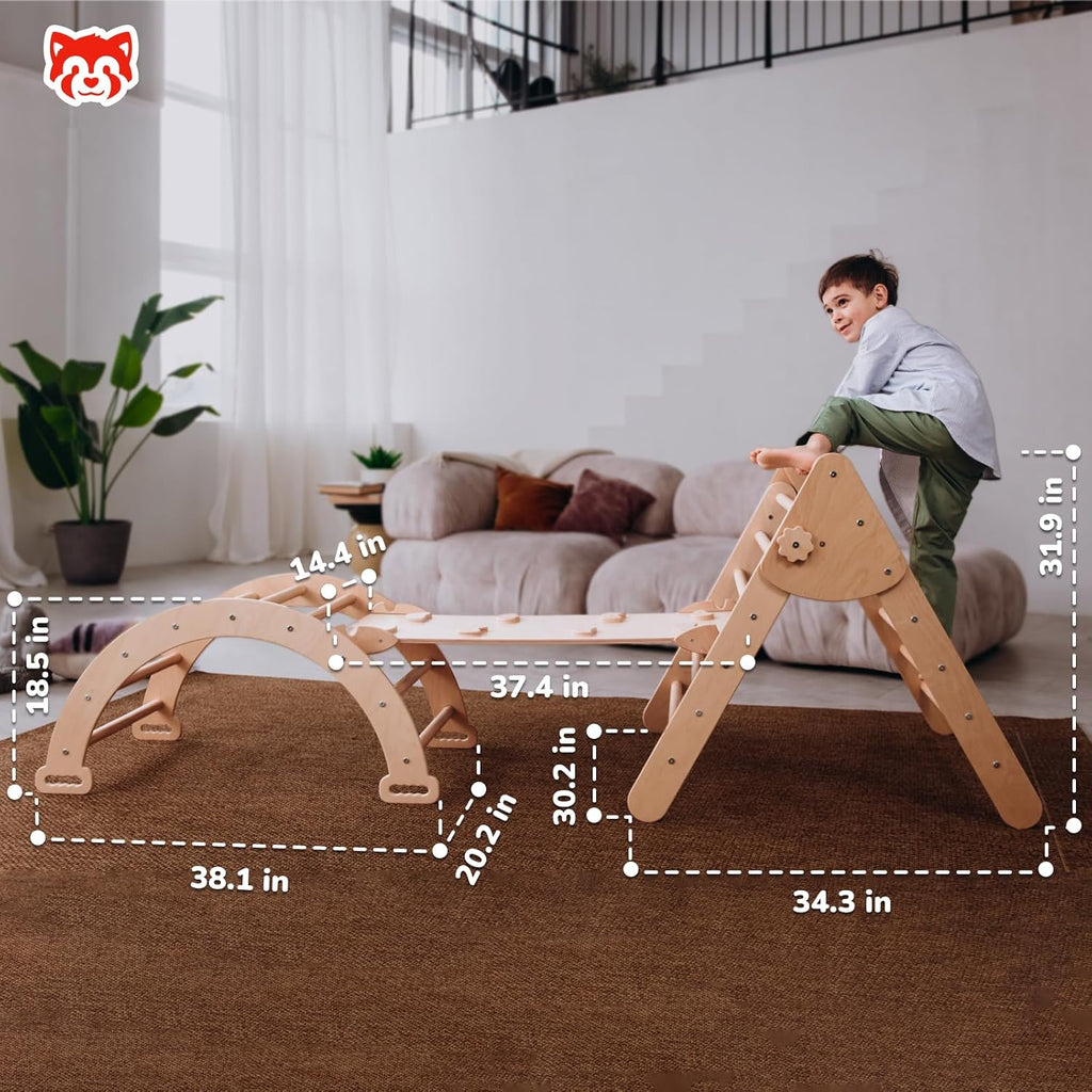 Montessori Climbing Set for Kids Ages 2-8:Triangle, Arch and Ramp