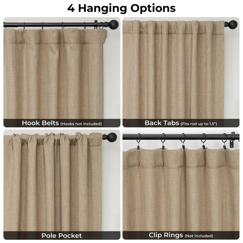 Faux Linen Extra Wide Curtains (1 Panel) - 100W X 96L, Nomad Tan