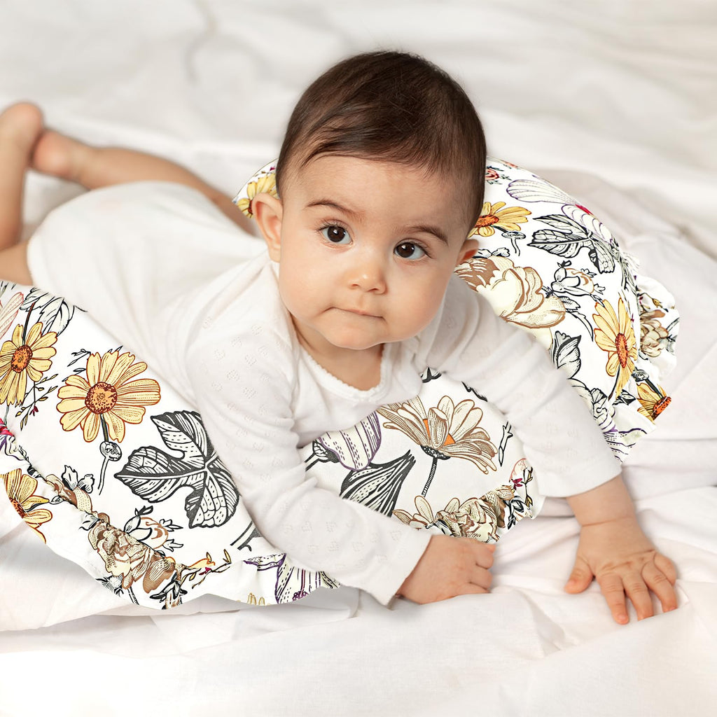 Ruffled Nursing Pillow Cover, Removable Stetchy Case for Breastfeeding Pillows, Ultra Soft and Breathable Feeding