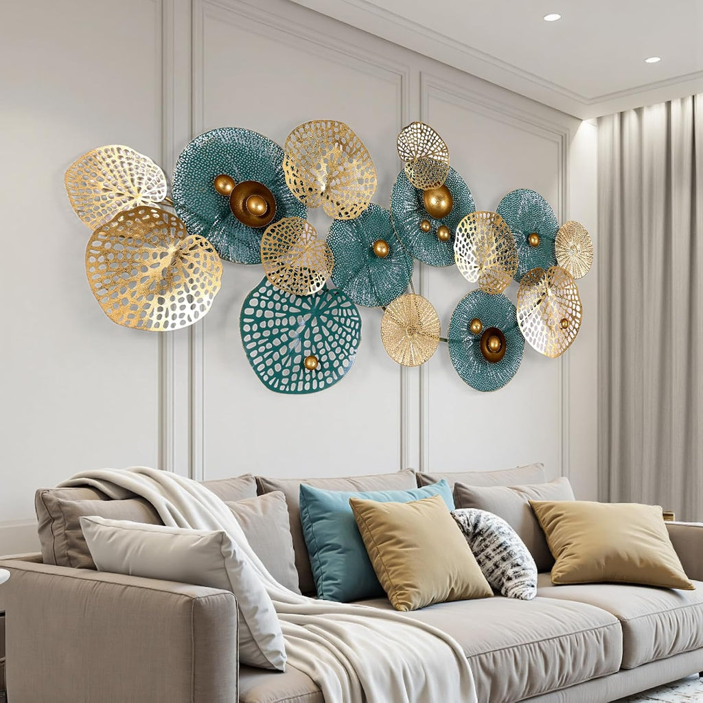 3D Large Metal Wall Art 51"x26" Stacked Flower Wall Decor