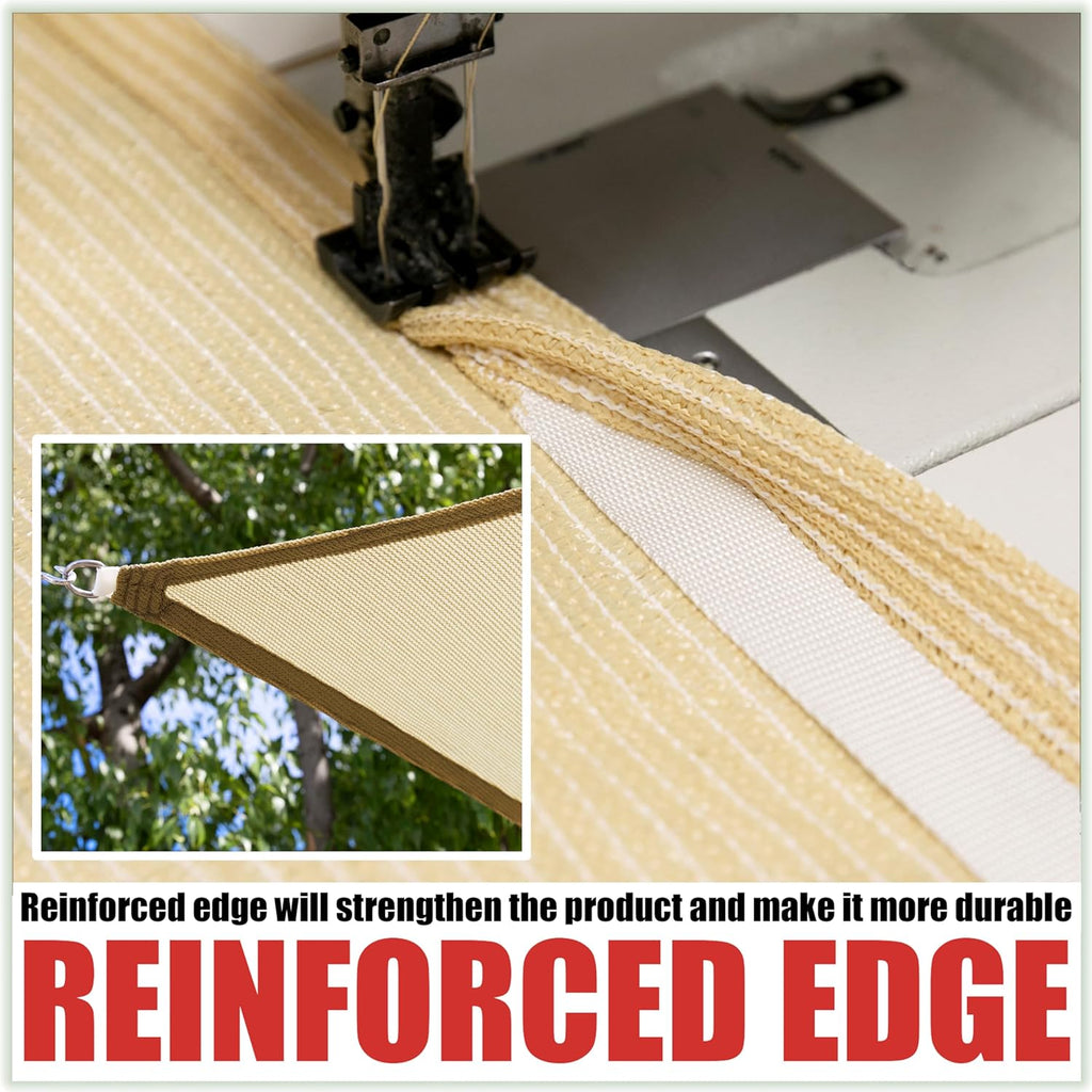 8' x 18' Sand Beige Rectangle Square Sun Shade Sail Order to Make RTAPR1016 Canopy, UPF50+ 95% UV Blockage, 200GSM