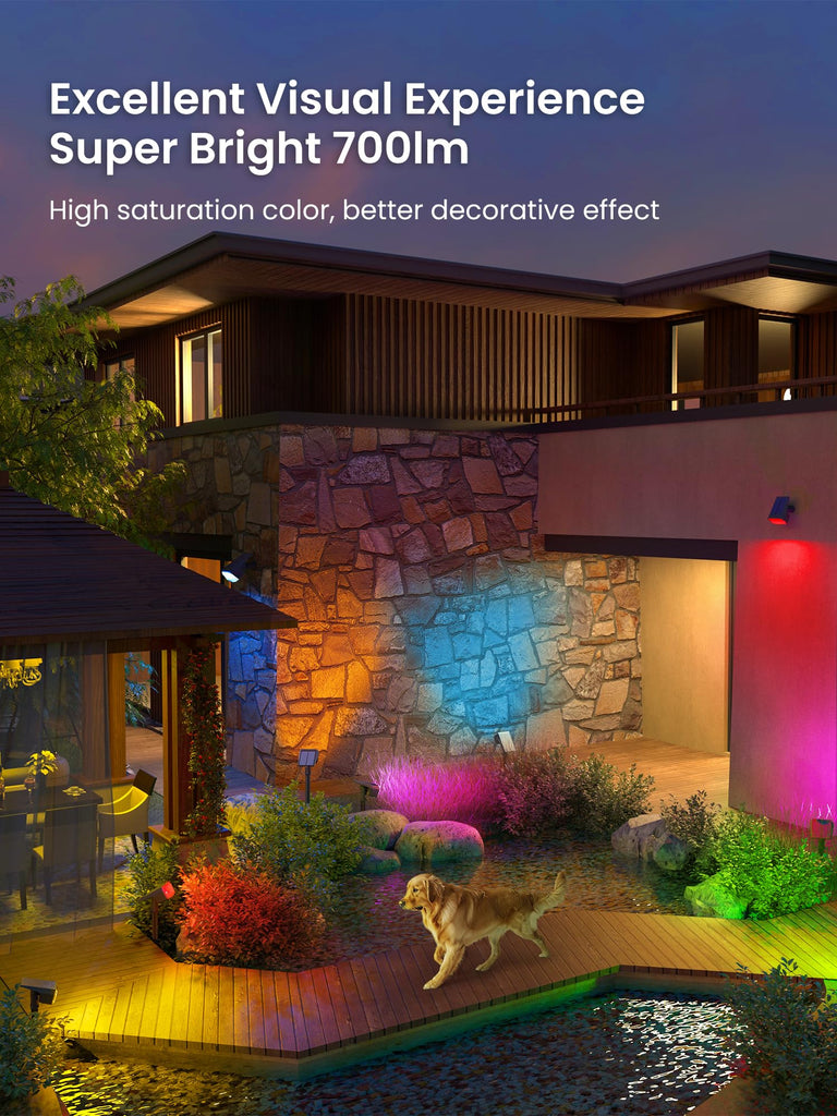 Solar Spot Lights Outdoor Waterproof, 6 Packs, RGB