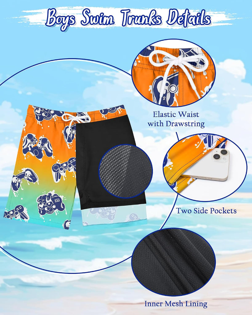 Boys Rash Guard Swim Set with Swim Trunks Bathing Suit Long Sleeve Swim Shirt Quick Dry Swimsuit Kids Swimwear Size