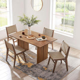 Amistad 60" Solid Wood Modern Farmhouse Rectangular Dining Table in Walnut
