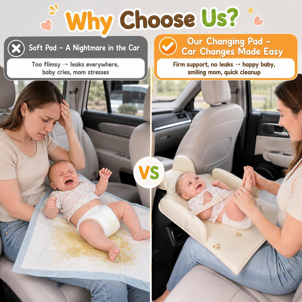 Portable Baby Smart Changing Pad for Car, Cute Bear Travel Diaper Changer