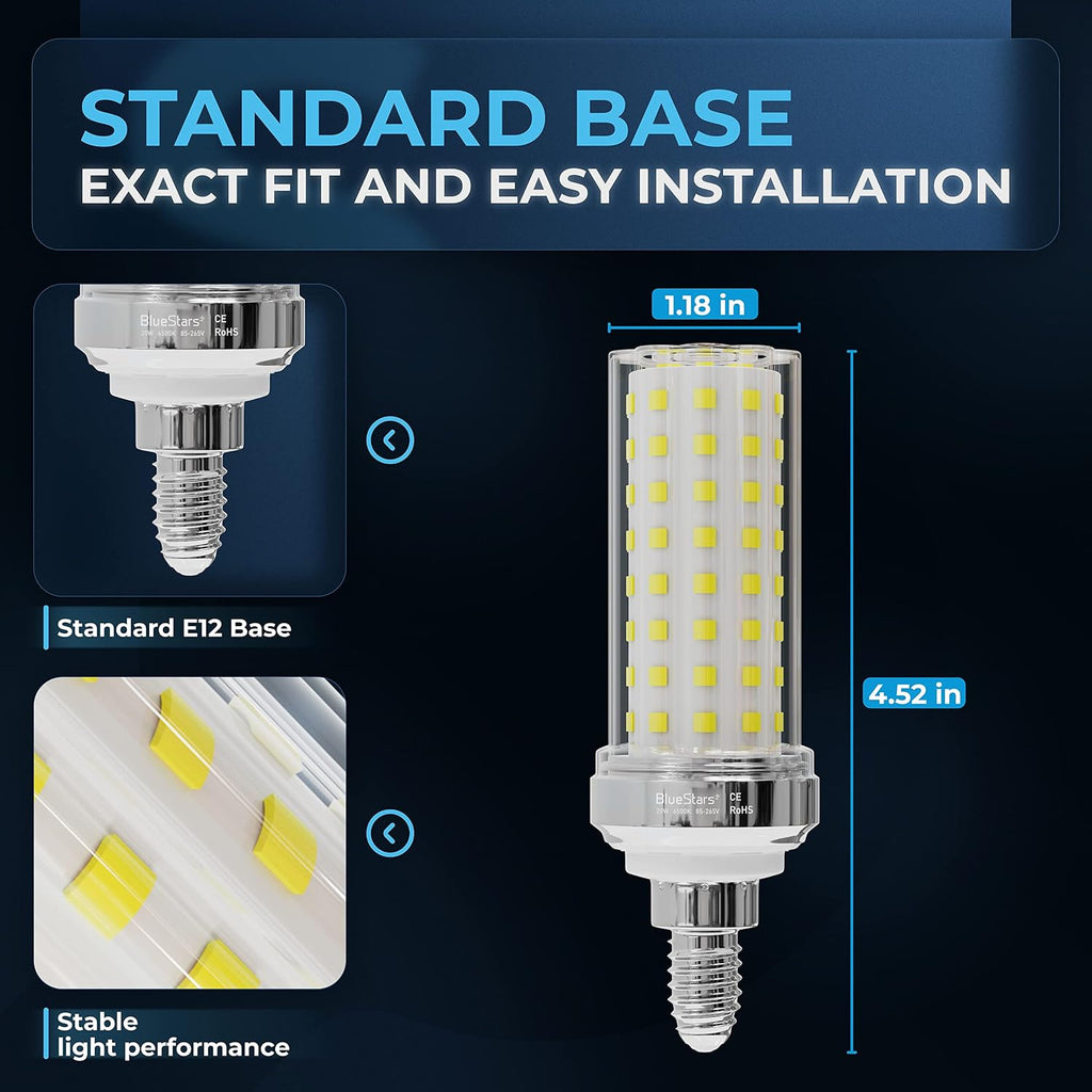 20W LED Corn Light Bulb 4.5in E12 Candelabra Base 150W Equivalent