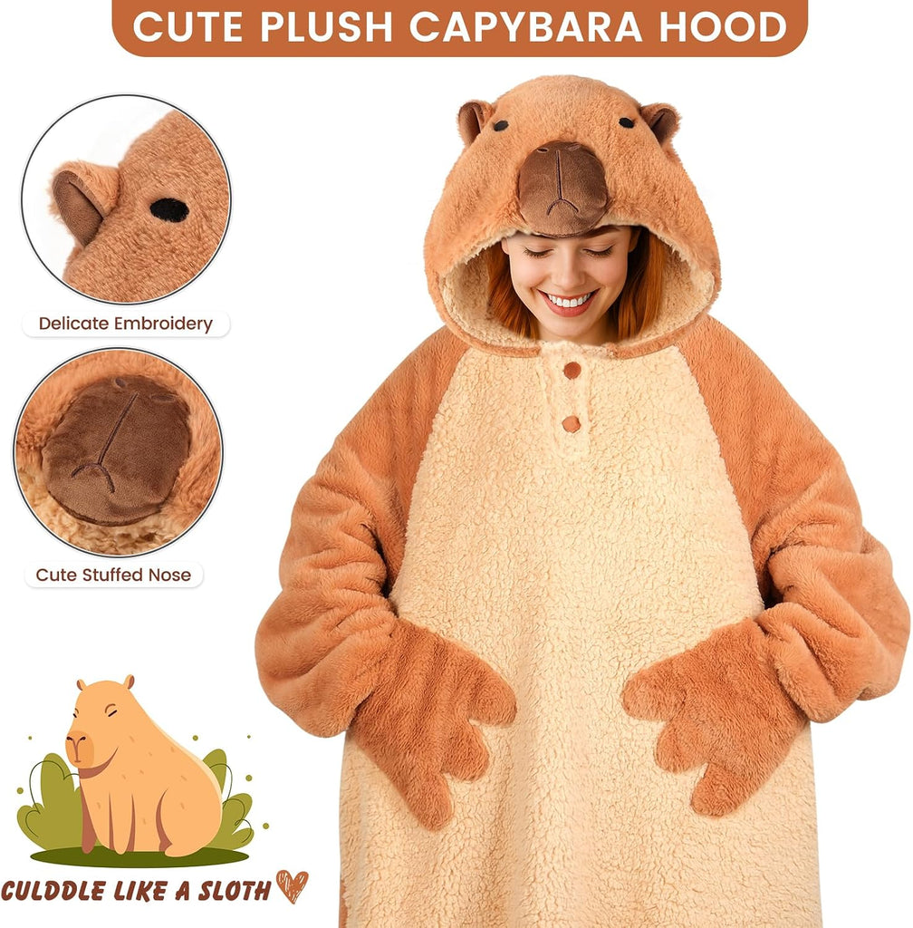 Animal Blanket Hoodie for Adults, Oversized Sweatshirt With Pockets & Sleeves, Soft Sherpa for Warmth, Ideal Gifts