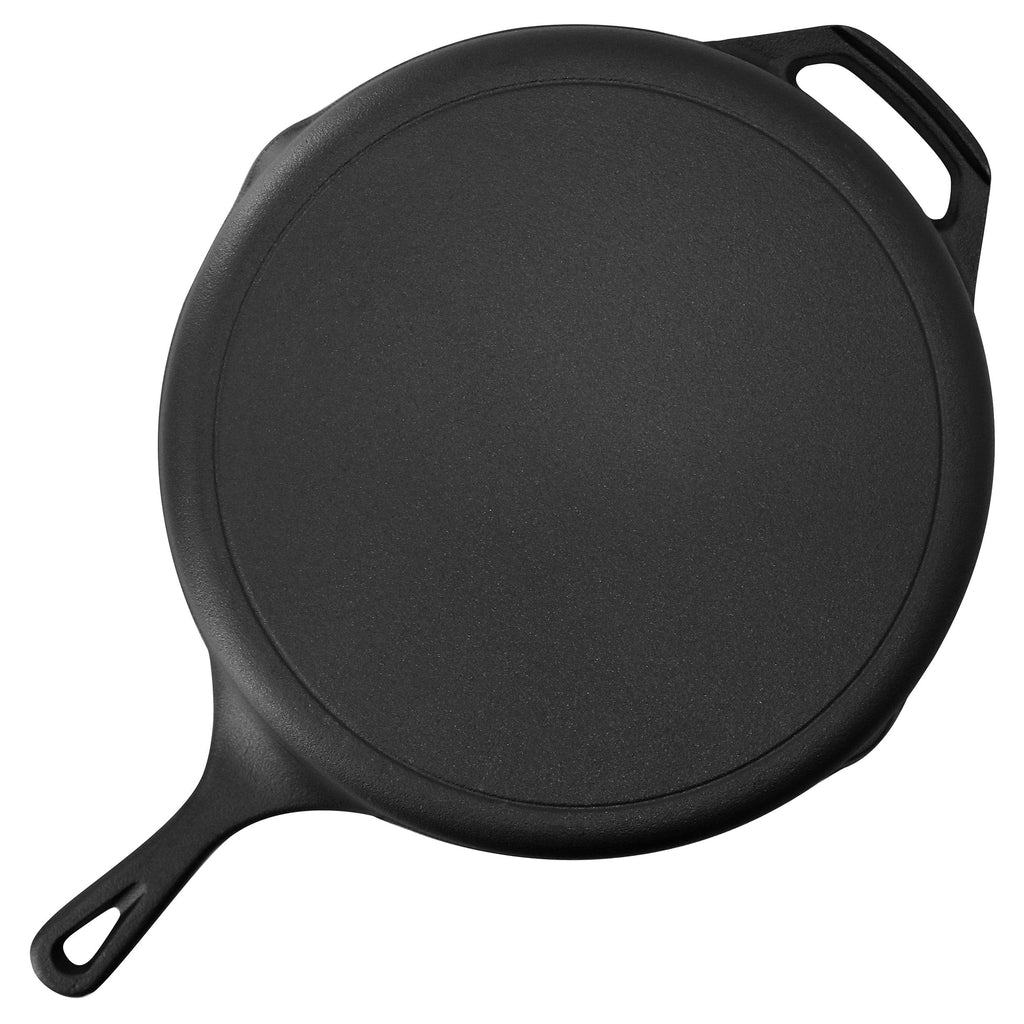 13 Piece Pre-Seasoned Cast Iron Skillet Set with Temperd Glass Lids and Silicone Holders