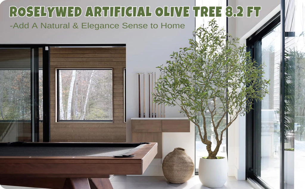 Artificial Olive Tree 8.2FT with 3342 Leaves & 136 Olive Fruits