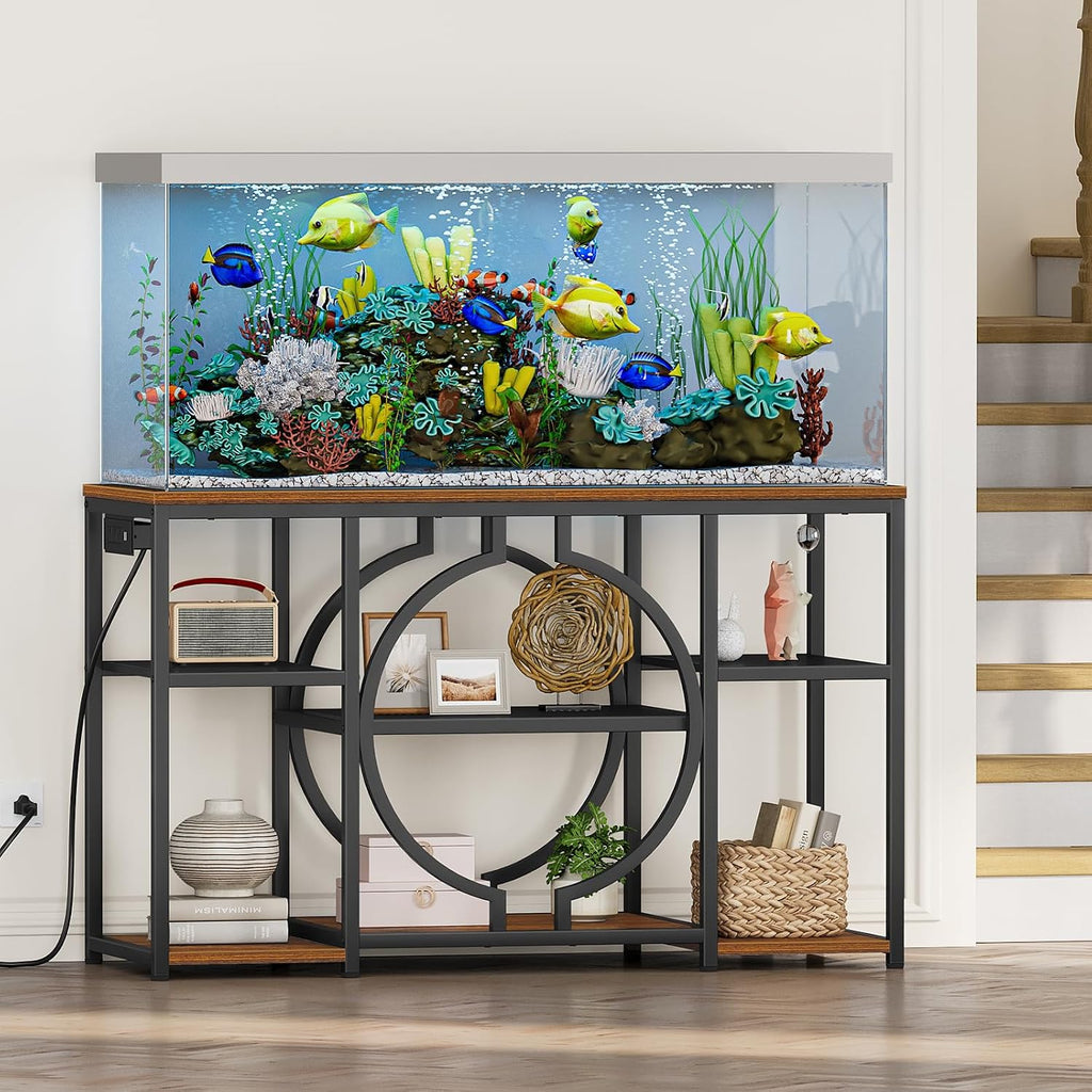 55-75 Gallon Aquarium Stand, Heavy Duty Fish Tank Stand with Charging Station, 850LBS Capacity Metal Frame Aquarium