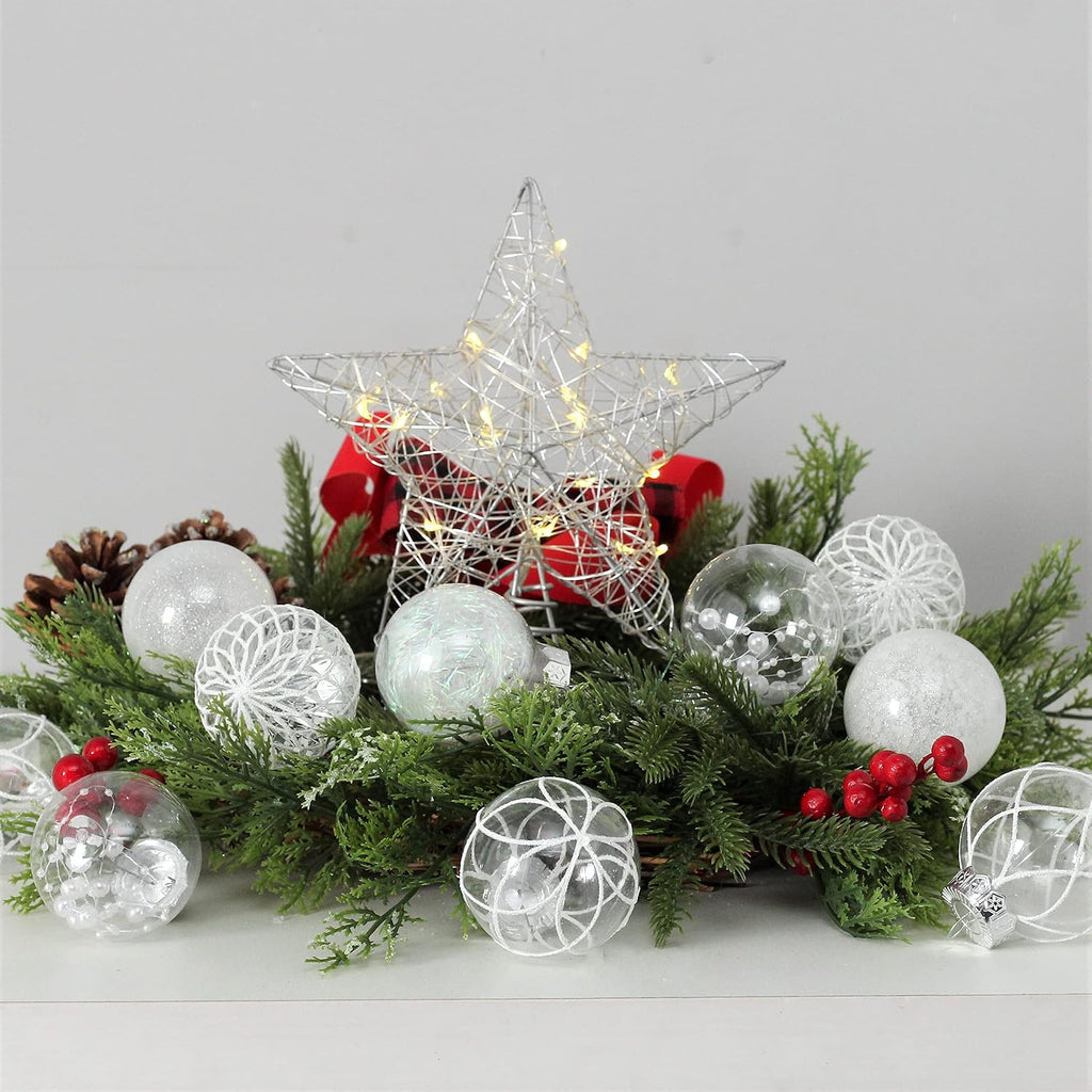 Clear Christmas Ball Ornaments, 2.36 Inch White Christmas Ornaments Balls with Delicate Stuff Shatterproof - Set of 30