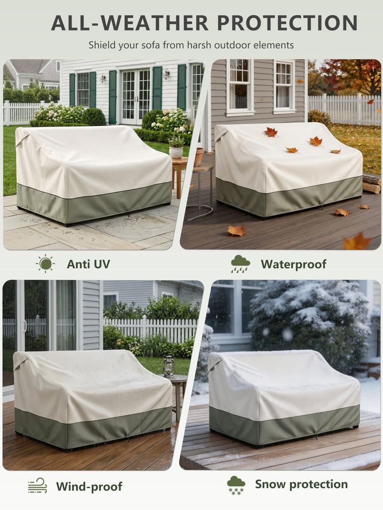 2-Seater Outdoor Couch and Patio Furniture Cover, Outdoor Sofa Cover Heavy Duty Fits up to 60W x 35D x 35H inches