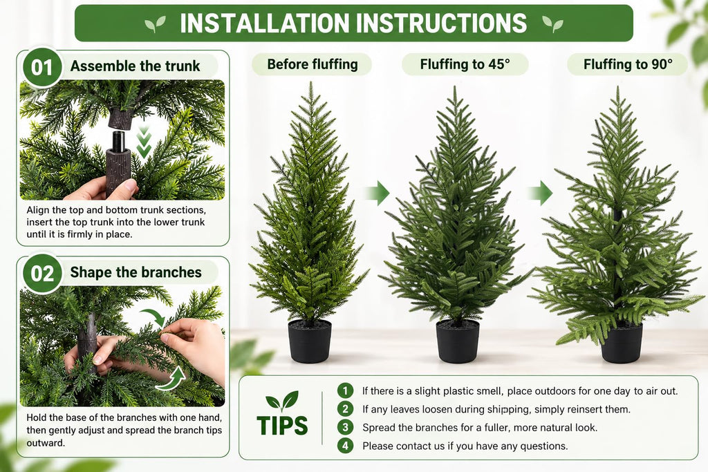 4FT Lighted Artificial Norfolk Pine Christmas Tree for Outdoor Indoor, Real Touch Faux Cedar Tree with Pot, Potted Fake