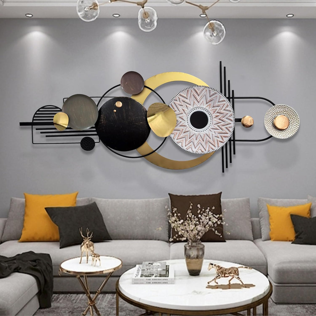 Large Modern Metal Wall Art,Geometric Decor 59x24