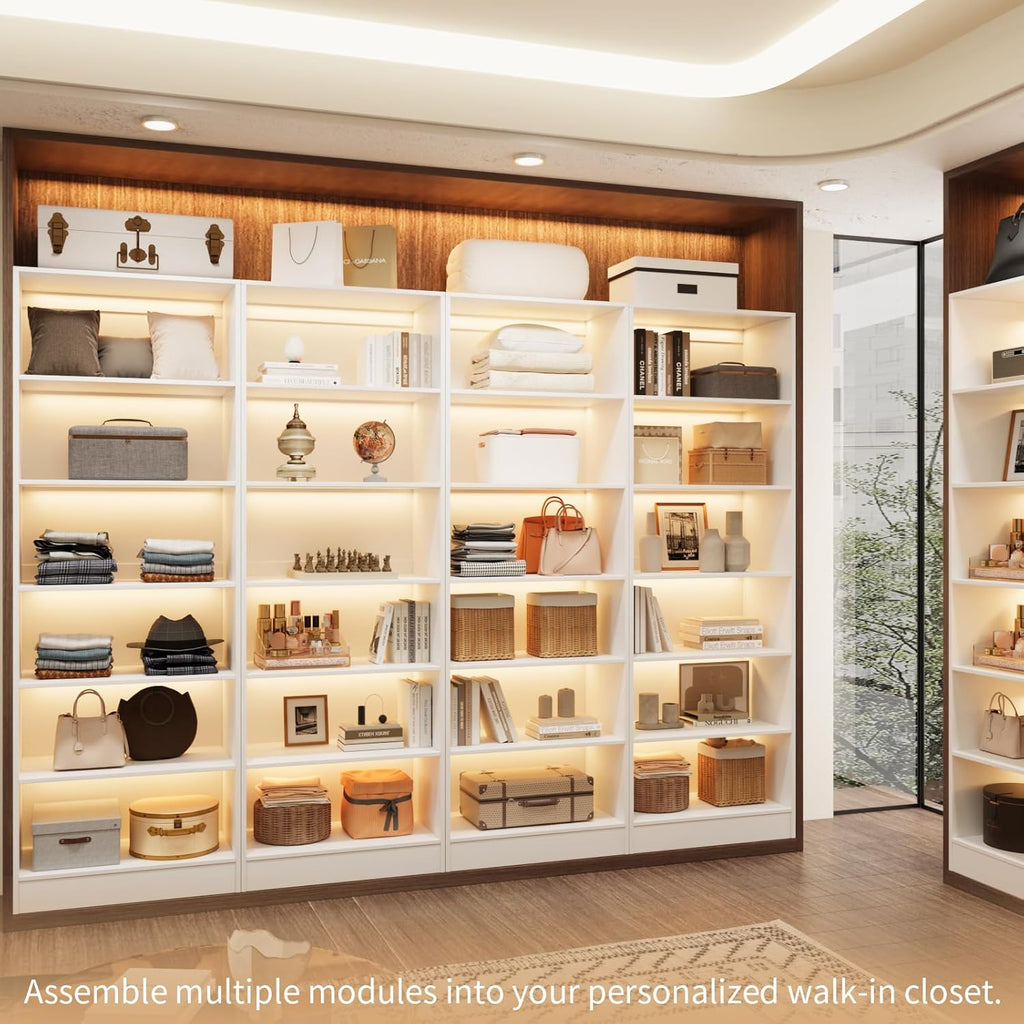 25'' Closet Organizer System with 5 Adjustable Shelves | Modular Closet Open Shelving 15" Deep Wooden Closet Systems