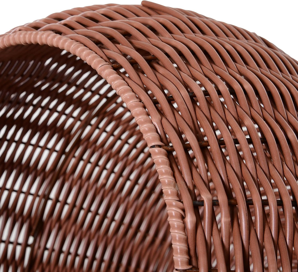 Elevated Cat Bed with Rotatable Egg Chair Pod, Cat Basket Bed with Thick Cushion, Natural Mat Grass Woven Kitty